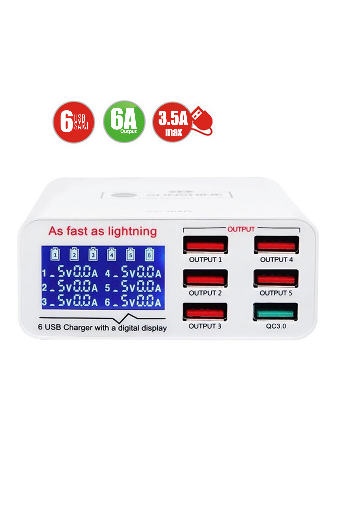 Sunshine SS-304Q Dijital Göstergeli QC 3.0 Hızlı Şarj Cihazı