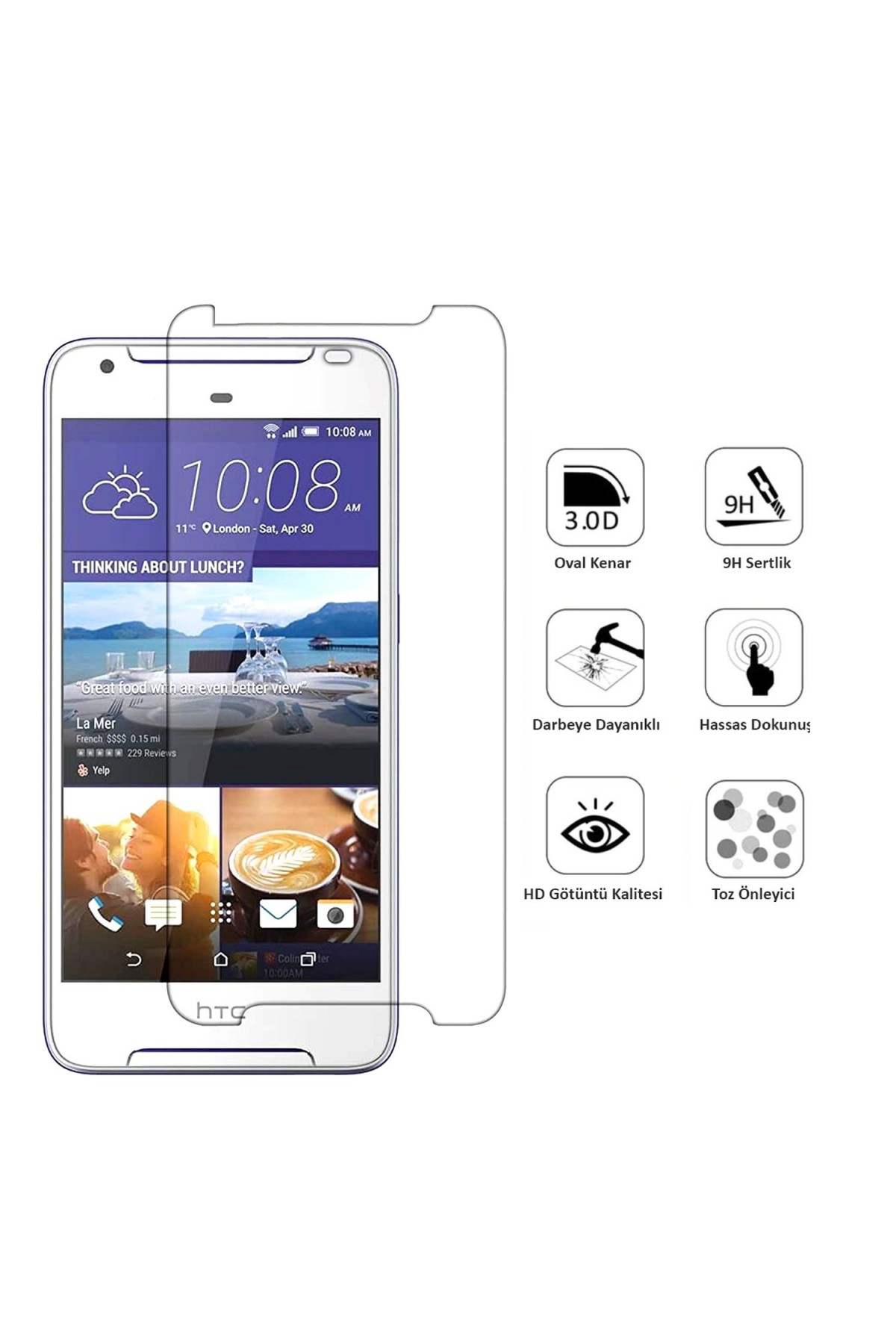 HTC 628 Ekran Koruyucu Temperli Cam