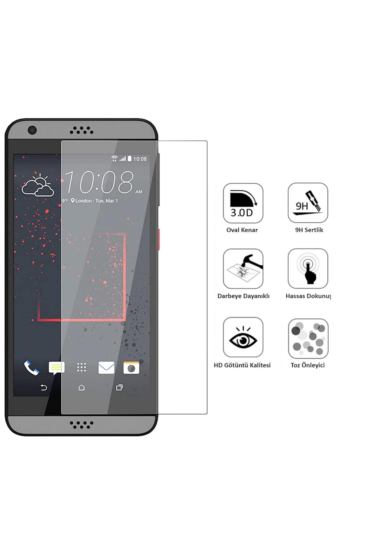 Htc Desire 530 Ekran Koruyucu Temperli Cam