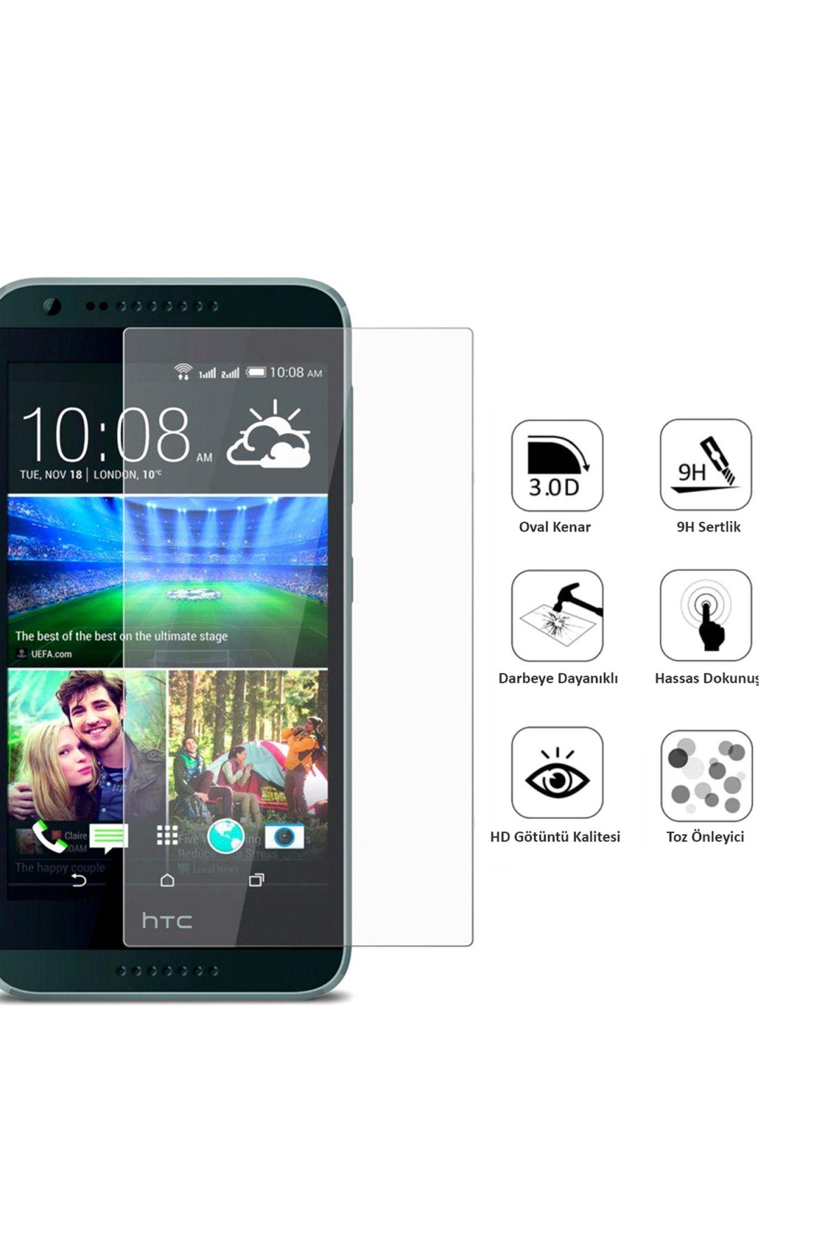 Htc Desire 620 Ekran Koruyucu Temperli Cam