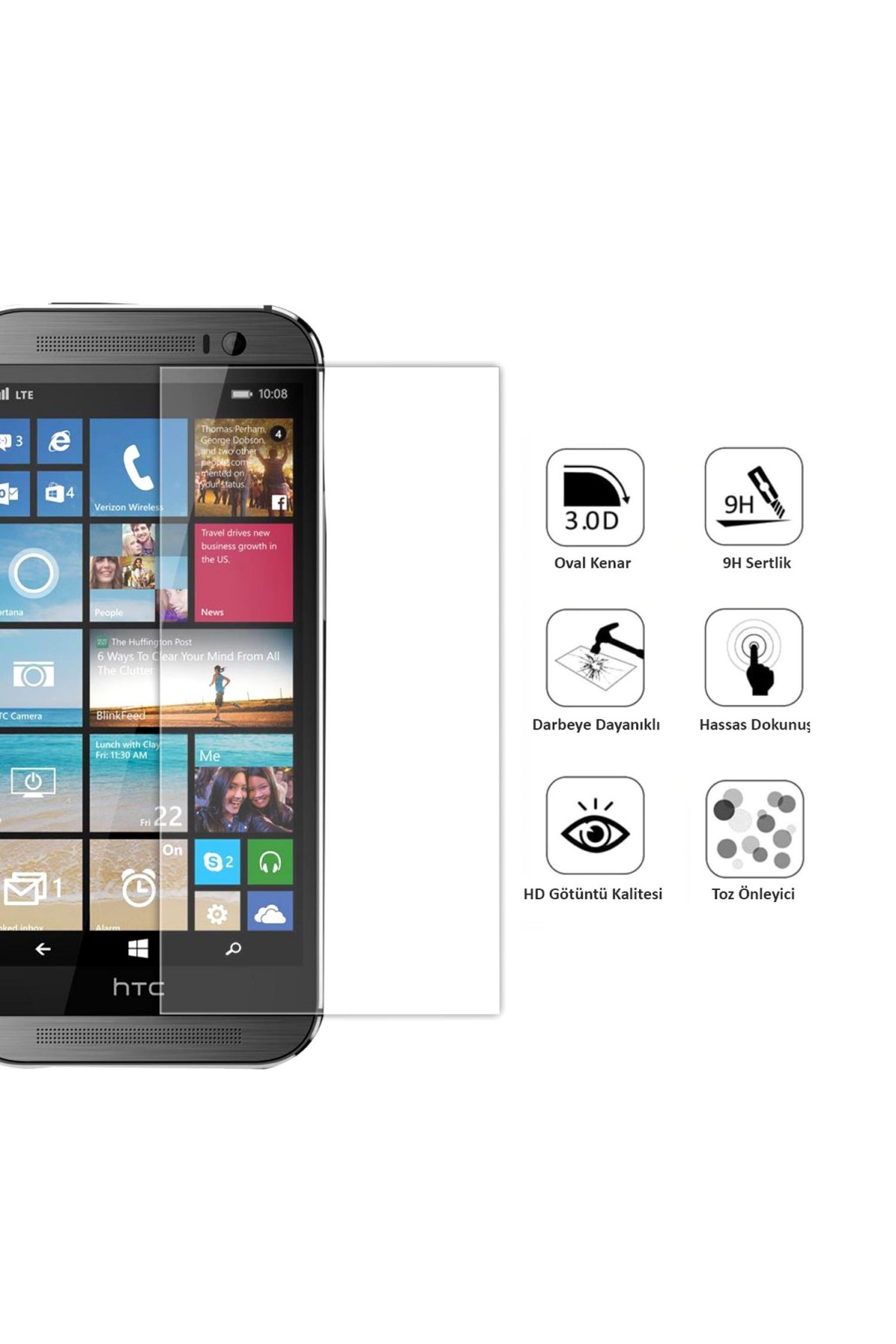 Htc One M9 Ekran Koruyucu Temperli Cam