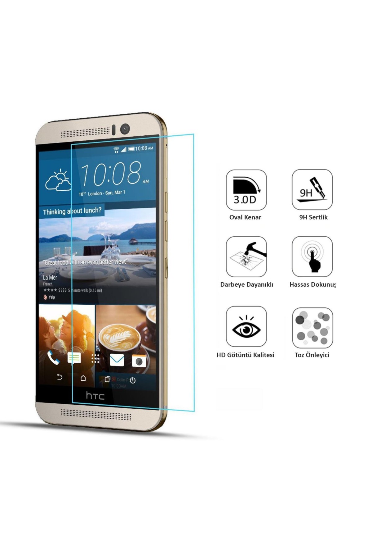 Htc One M9 Plus Ekran Koruyucu Temperli Cam