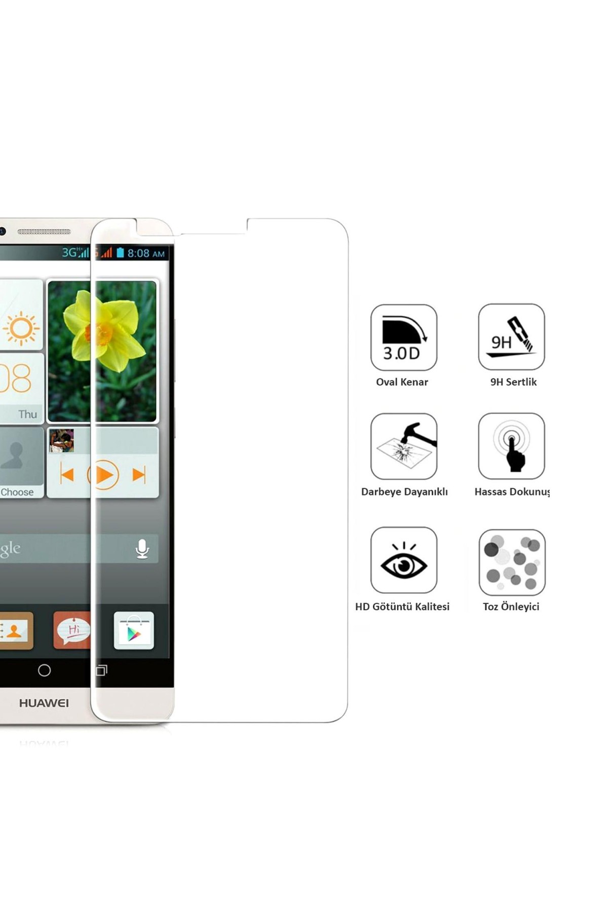Huawei Mate 7 Ekran Koruyucu Temperli Cam