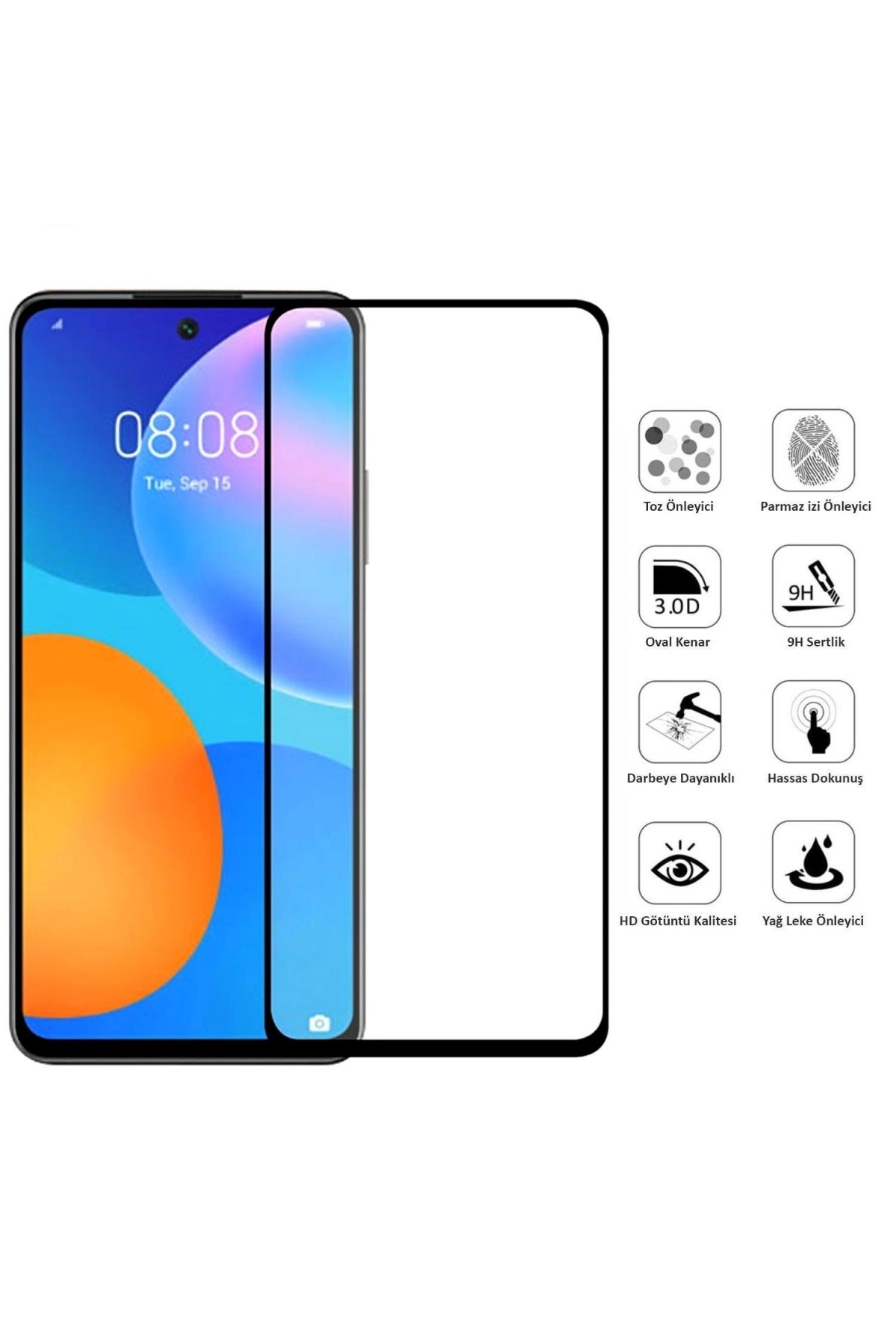 Huawei P Smart 2021 Ekran Koruyucu 9D Tam Kaplama