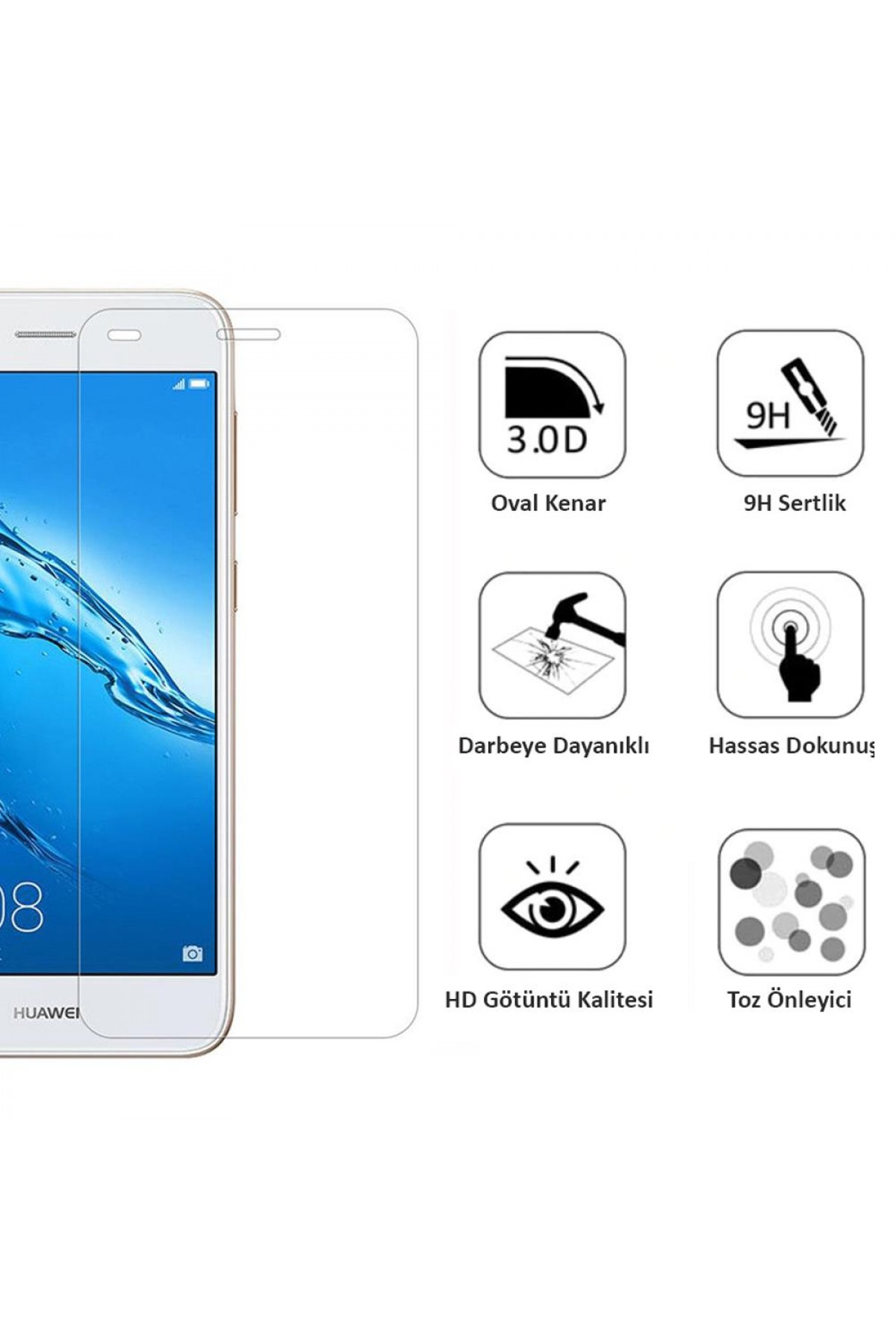 Huawei P9 Mini 2017 Ekran Koruyucu Temperli Cam