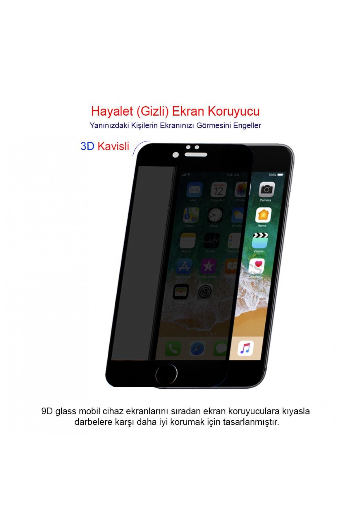 Iphone 6 Ekran Koruyucu Gizli Hayalet Cam Tam Kaplama