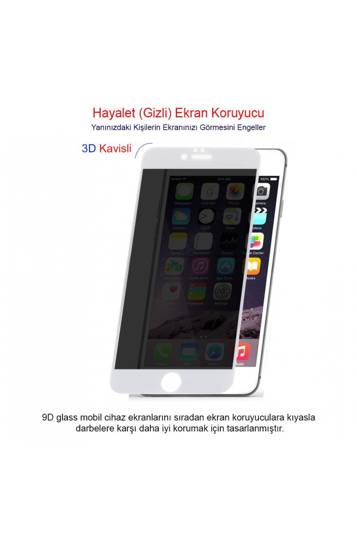 Iphone 6 Ekran Koruyucu Gizli Hayalet Cam Tam Kaplama