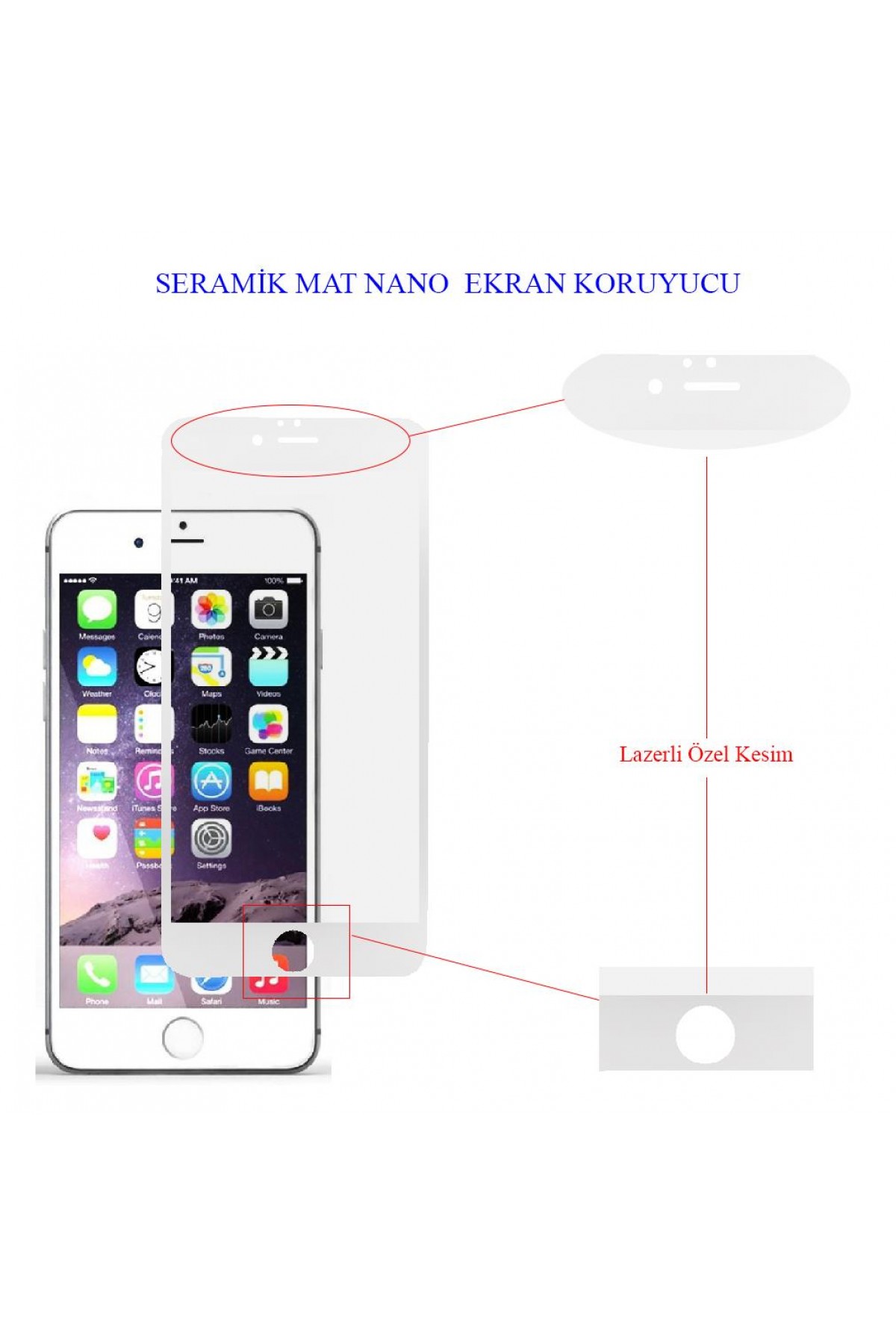 Iphone 6 Ekran Koruyucu Mat Seramik Tam Kaplama