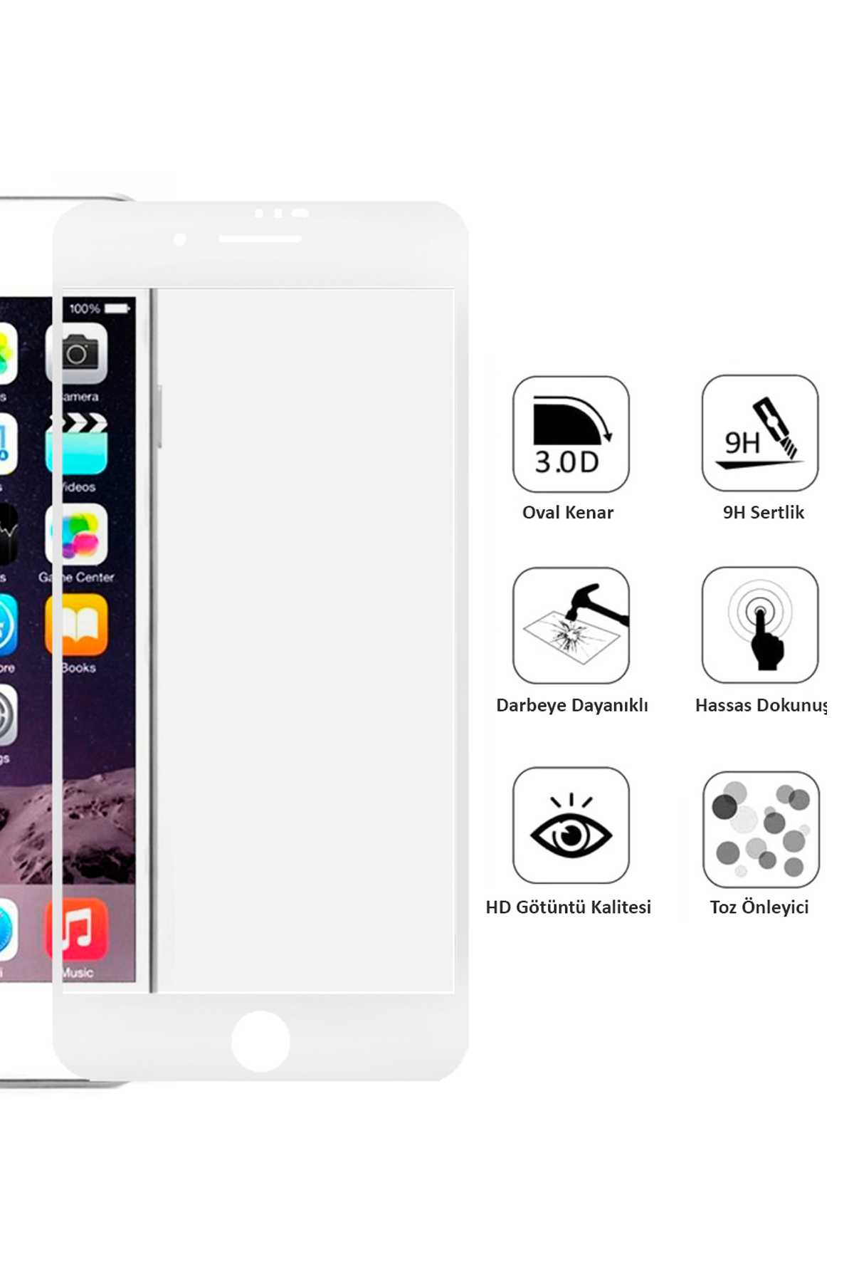 Iphone 6 Ekran Koruyucu Seramik Tam Kaplama Beyaz