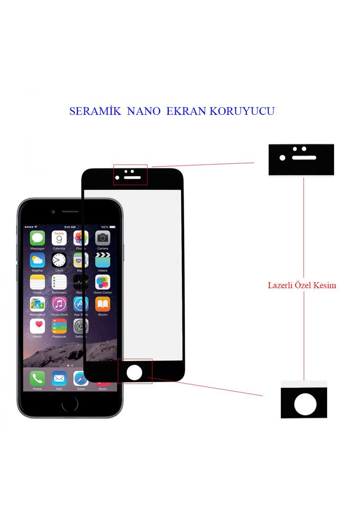 Iphone 6 Plus Ekran Koruyucu Seramik Tam Kaplama