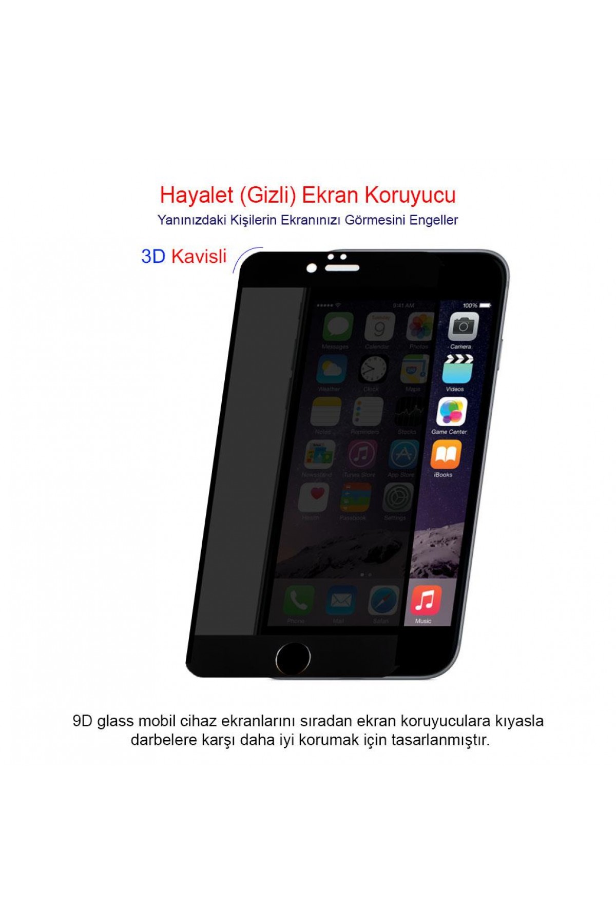 Iphone 6 Plus Ekran Koruyucu Gizli Hayalet Cam Tam Kaplama