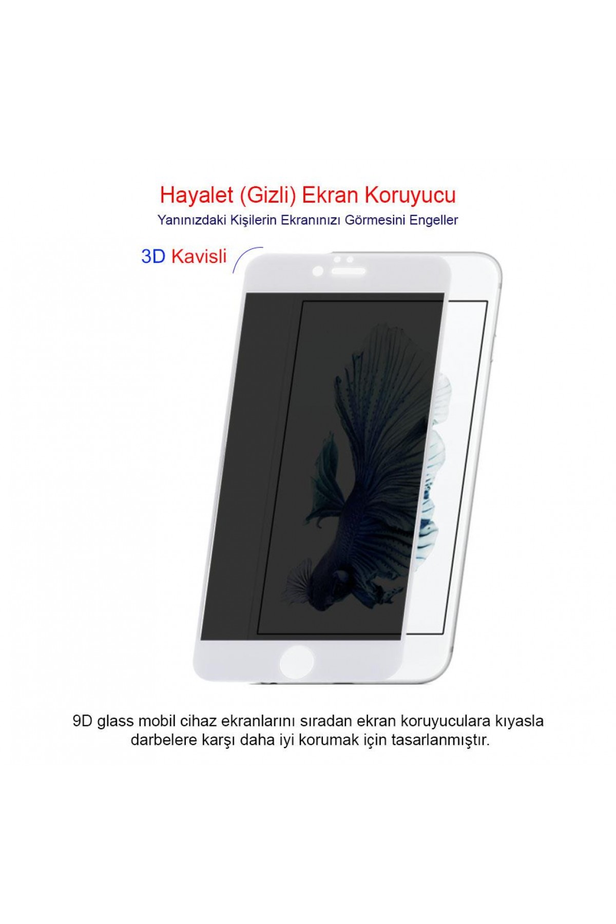 Iphone 6 Plus Ekran Koruyucu Gizli Hayalet Cam Tam Kaplama