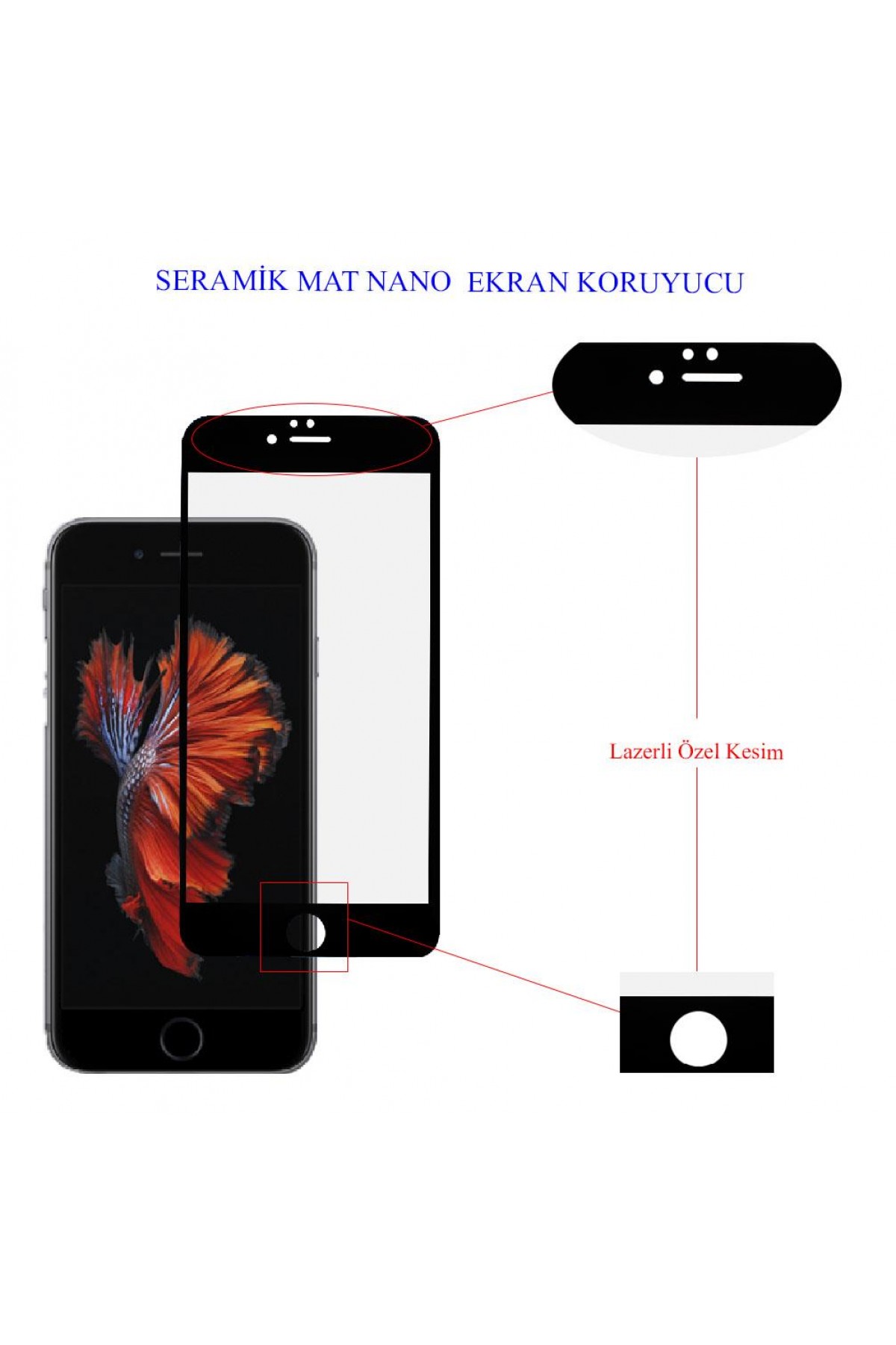Iphone 6 Plus Ekran Koruyucu Mat Seramik Tam Kaplama