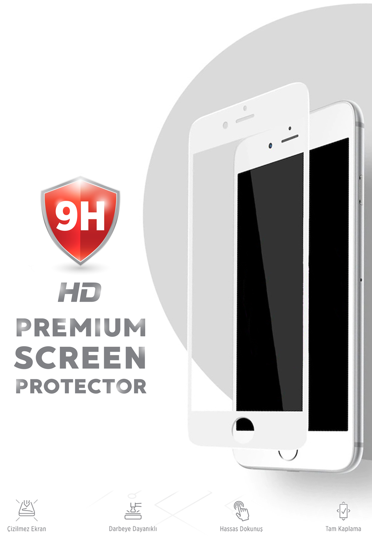 Iphone 6 Plus Ekran Koruyucu Premium Tam Kaplama Beyaz