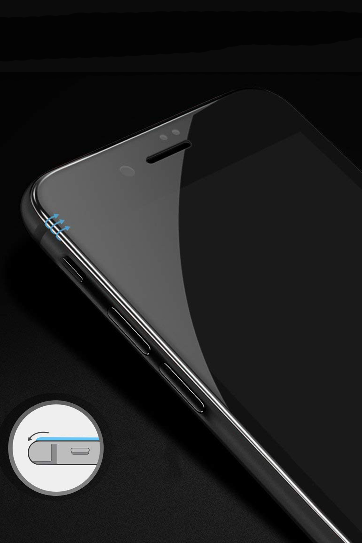 Iphone 6 Plus Ekran Koruyucu Premium Tam Kaplama Siyah