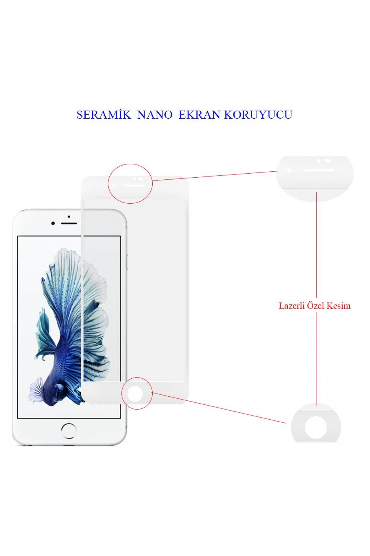 Iphone 6 Plus Ekran Koruyucu Seramik Tam Kaplama