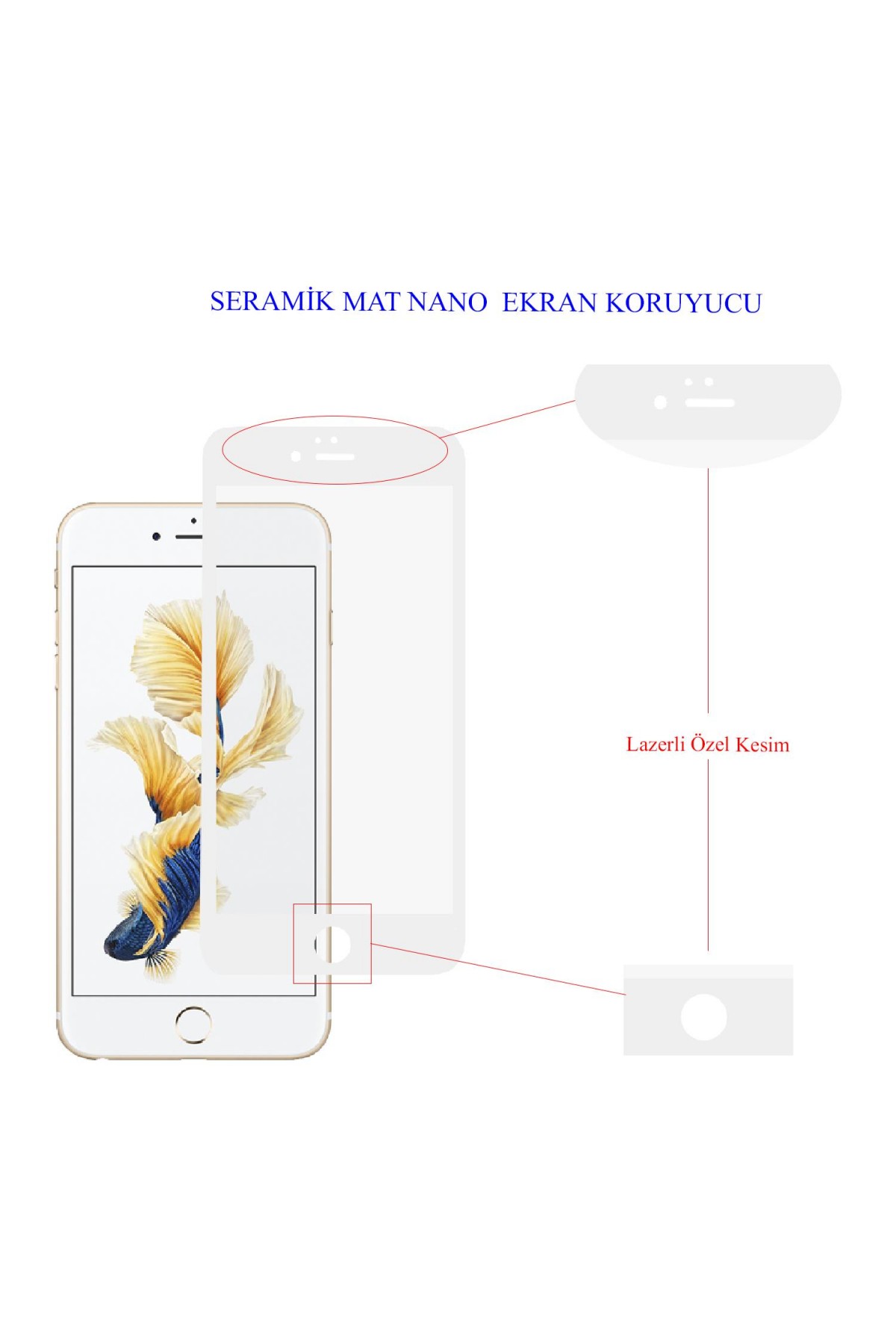 Iphone 6S Plus Ekran Koruyucu Mat Seramik Tam Kaplama