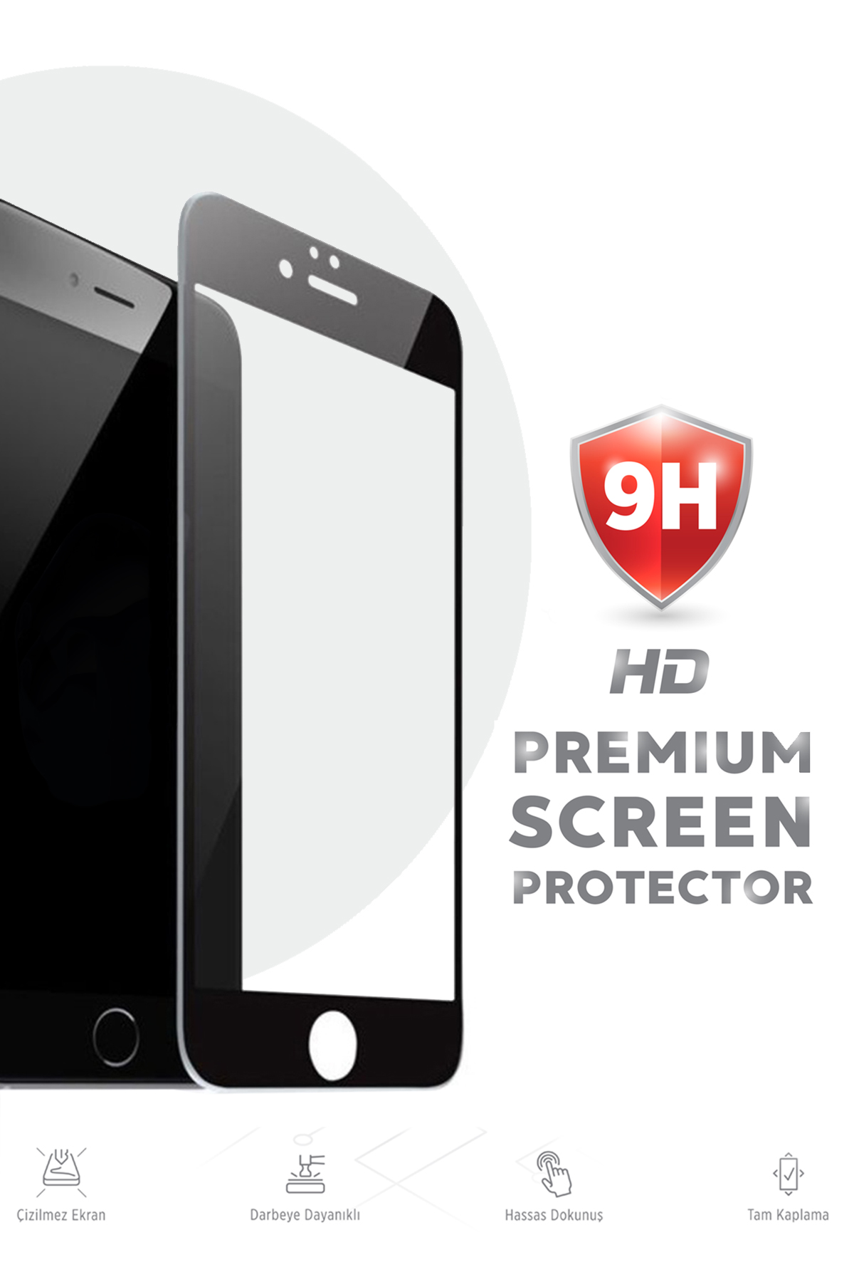 Iphone 6S Plus Ekran Koruyucu Premium Tam Kaplama Siyah