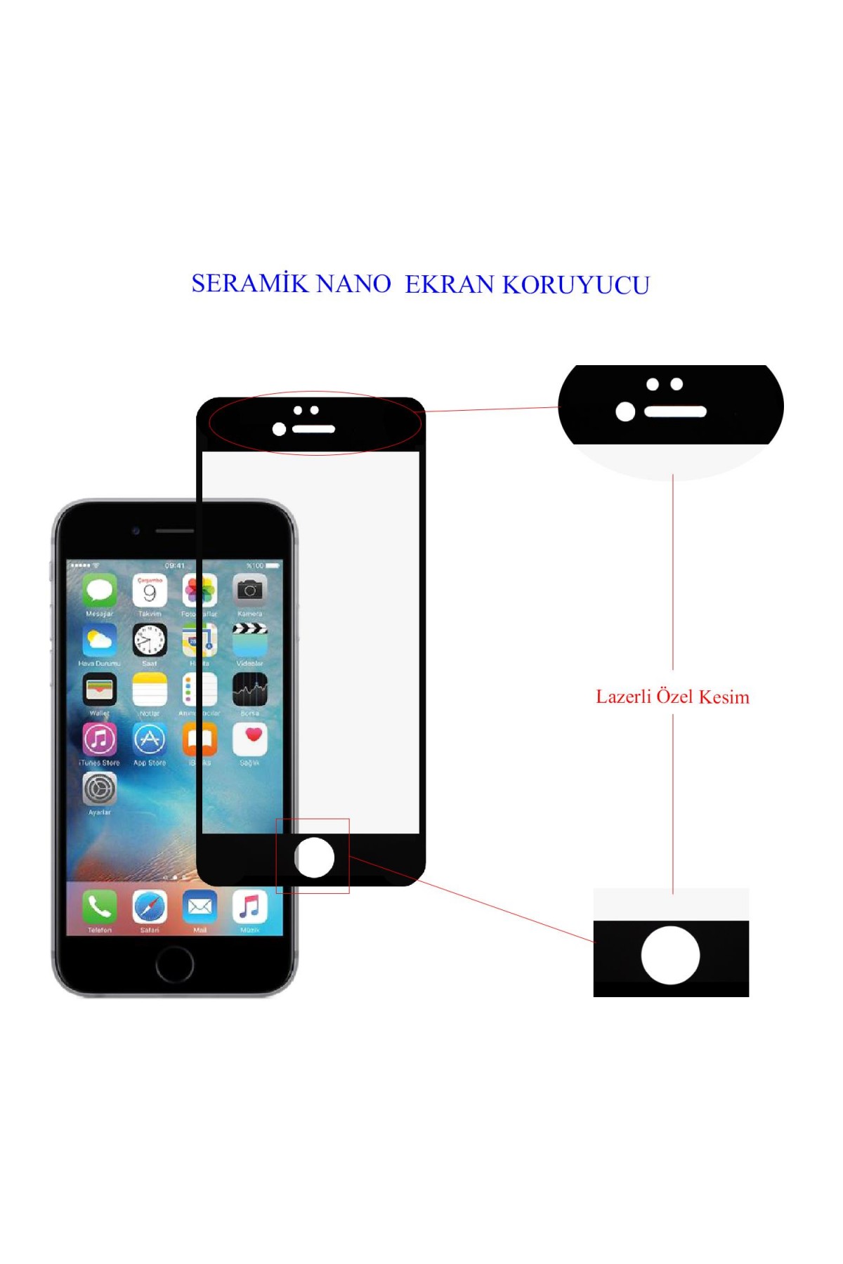 Iphone 6S Plus Ekran Koruyucu Seramik Tam Kaplama