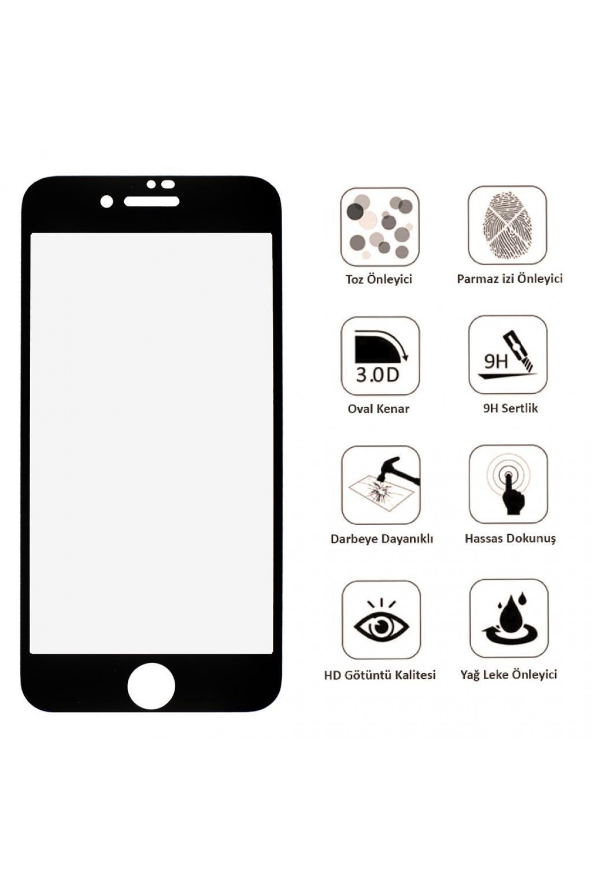Iphone 7 Ekran Koruyucu Tam Kaplama