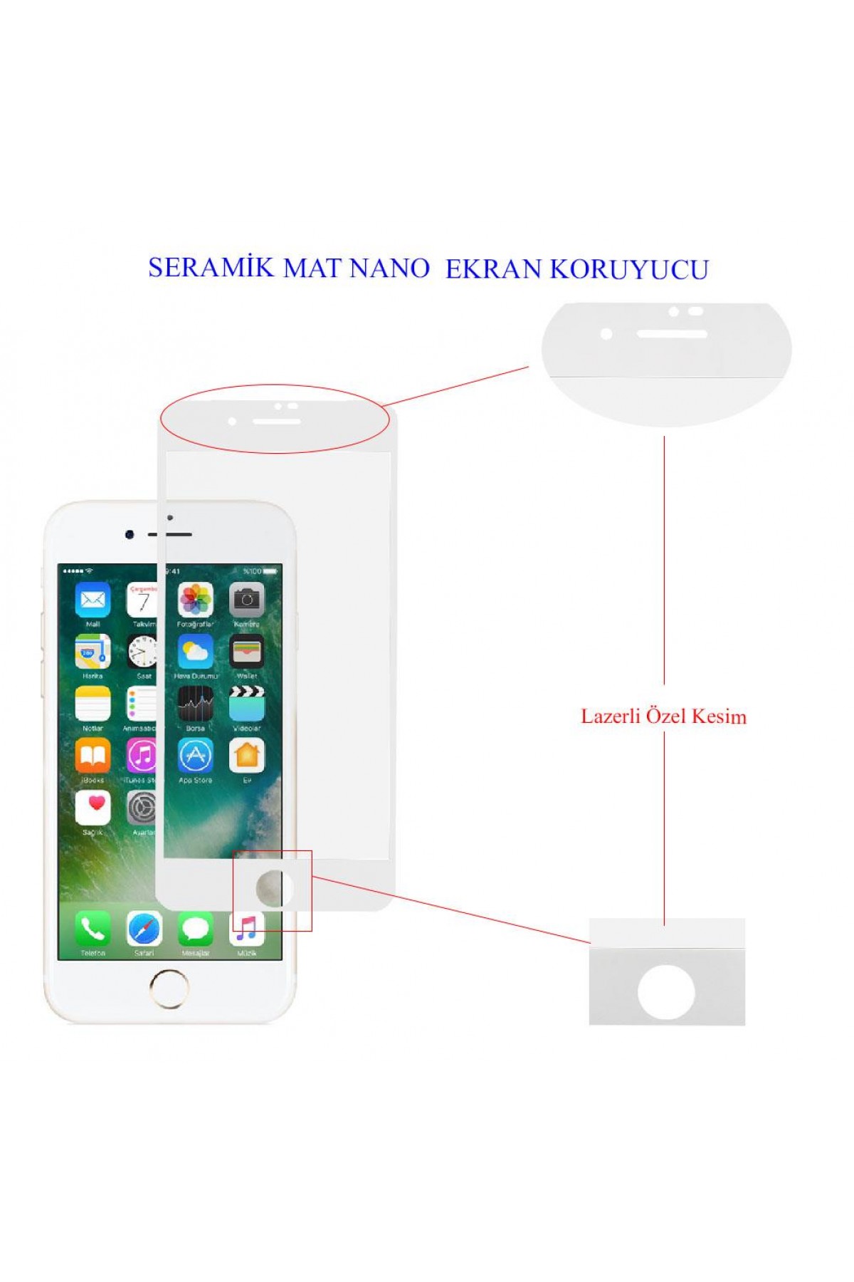 Iphone 7 Ekran Koruyucu Mat Seramik Tam Kaplama