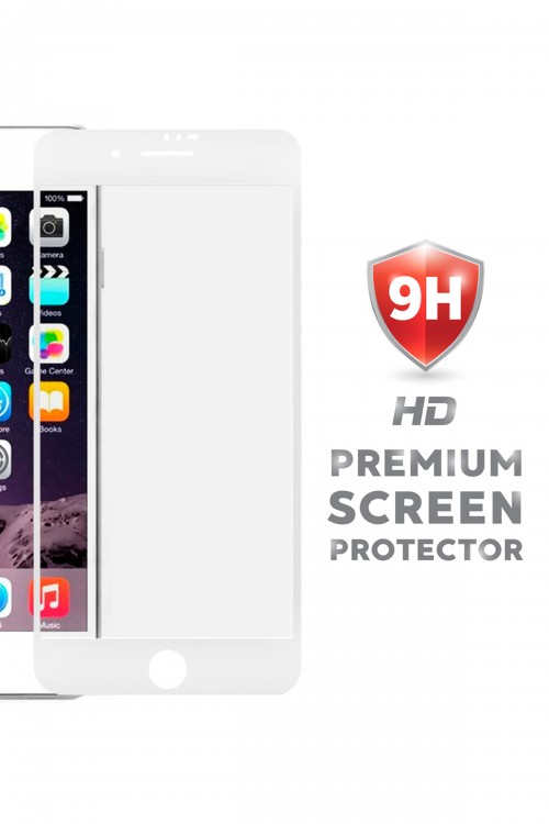 Iphone 7 Ekran Koruyucu Seramik Tam Kaplama Beyaz