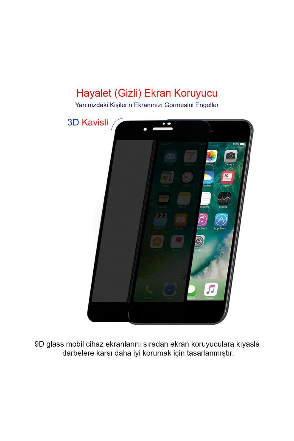 Iphone 7 Plus Ekran Koruyucu Gizli Hayalet Cam Tam Kaplama