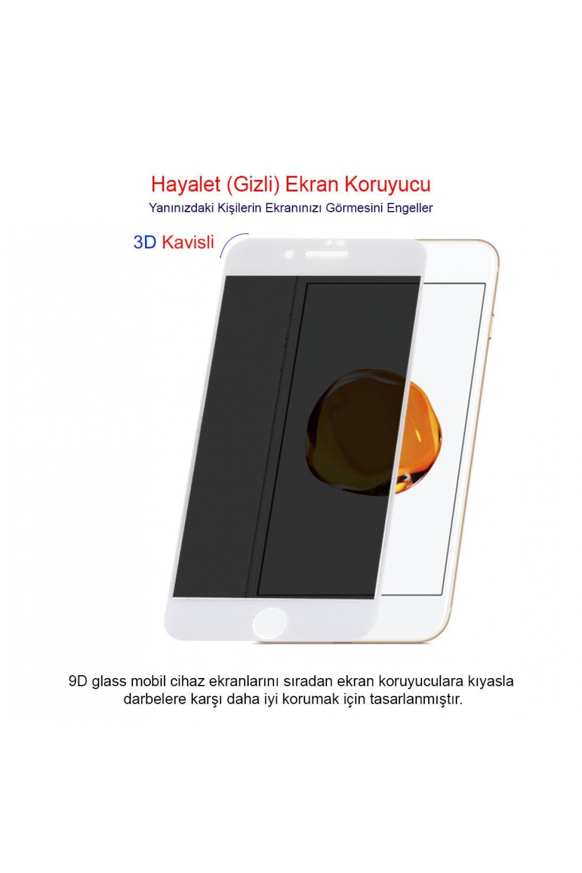 Iphone 7 Plus Ekran Koruyucu Gizli Hayalet Cam Tam Kaplama