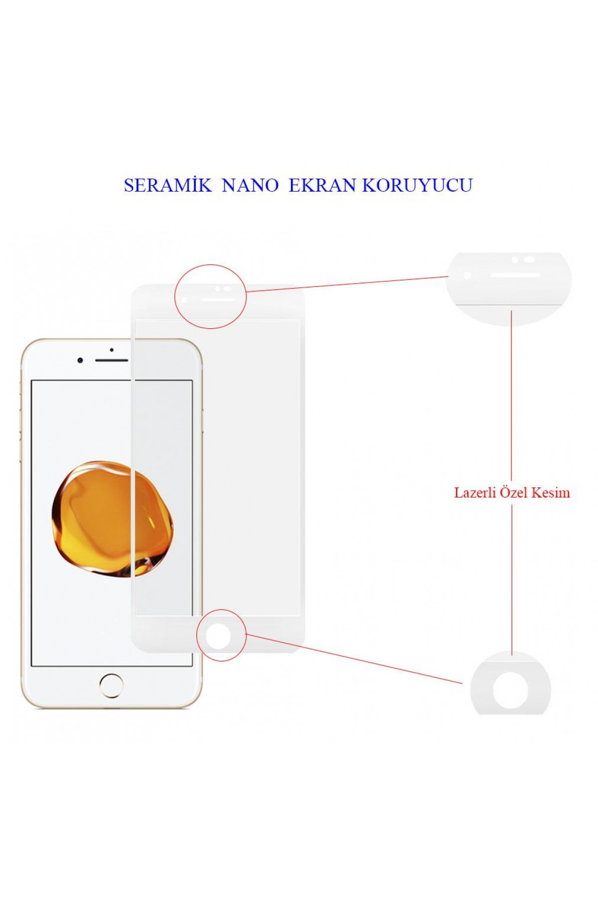 Iphone 7 Plus Ekran Koruyucu Seramik Tam Kaplama