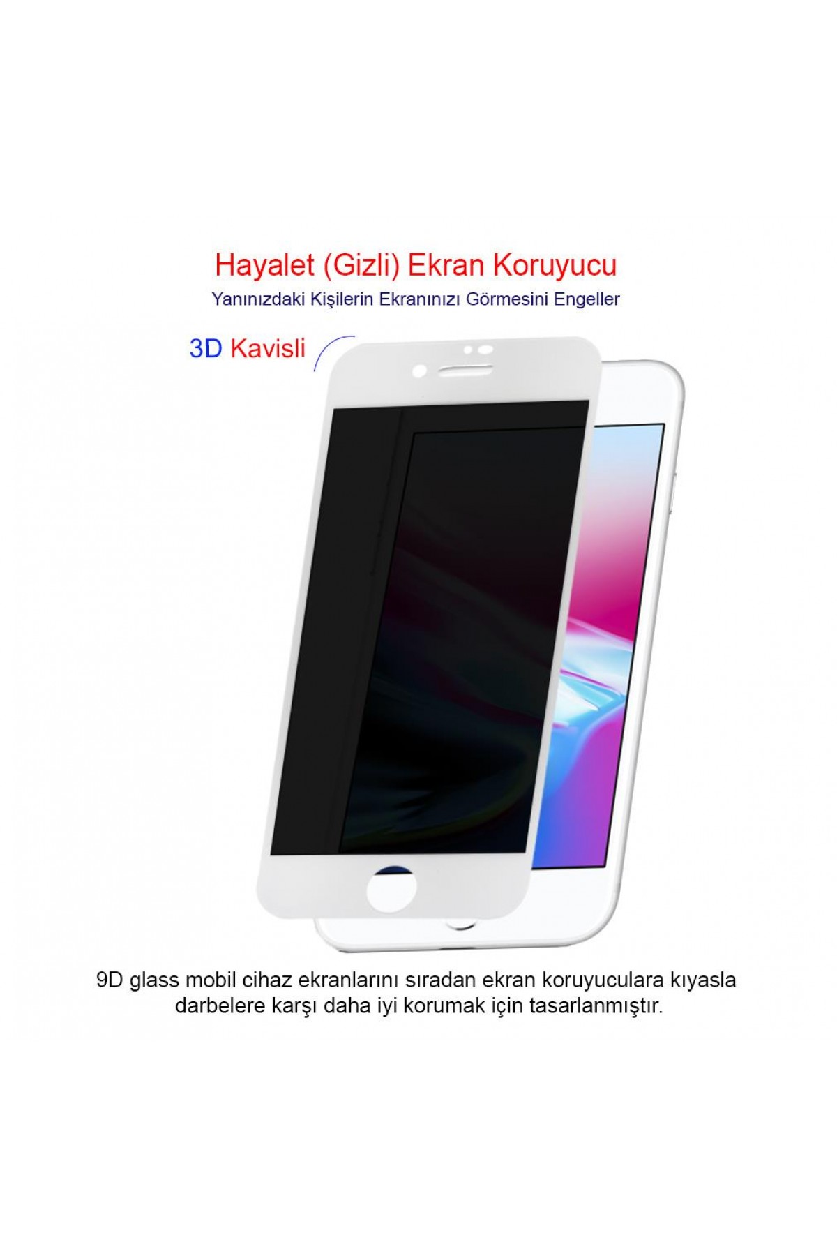 Iphone 8 Ekran Koruyucu Gizli Hayalet Cam Tam Kaplama