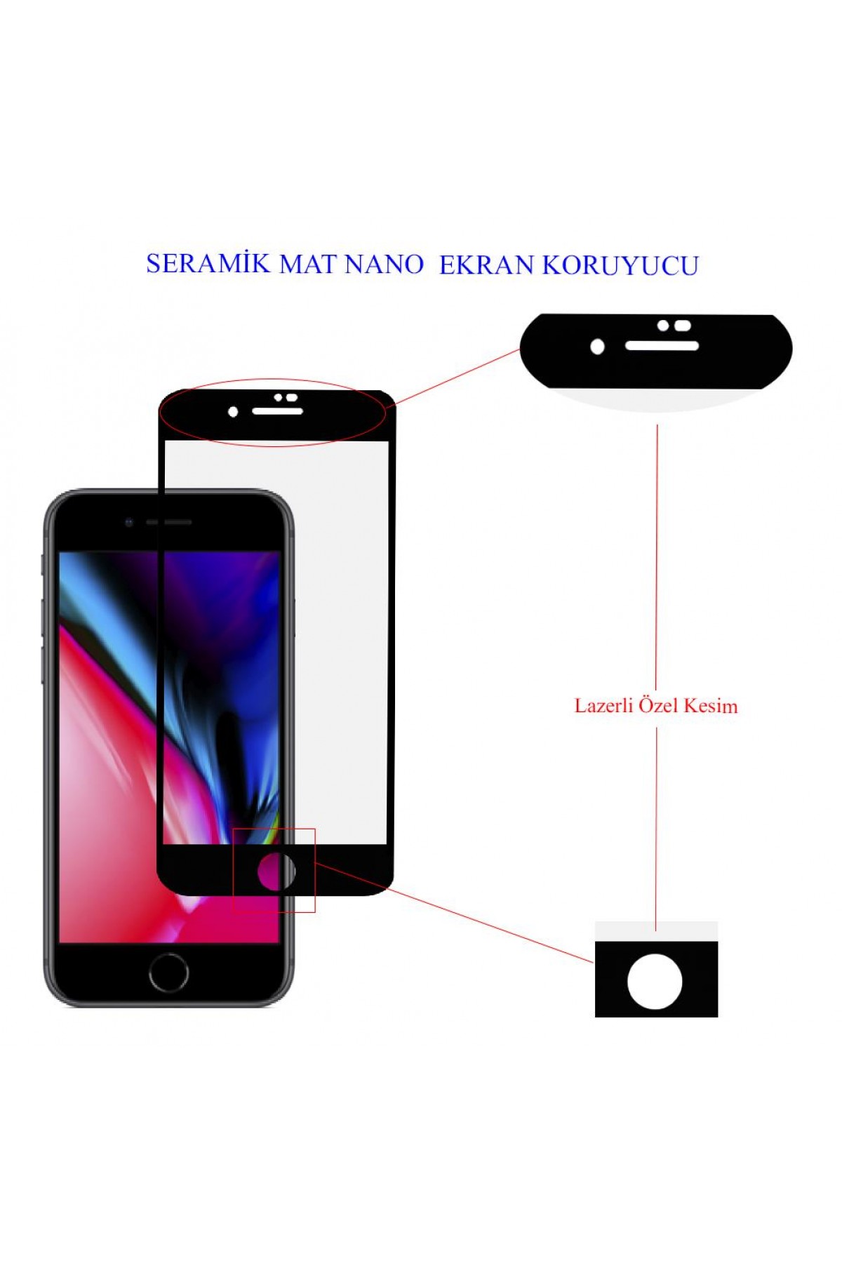 Iphone 8 Ekran Koruyucu Mat Seramik Tam Kaplama