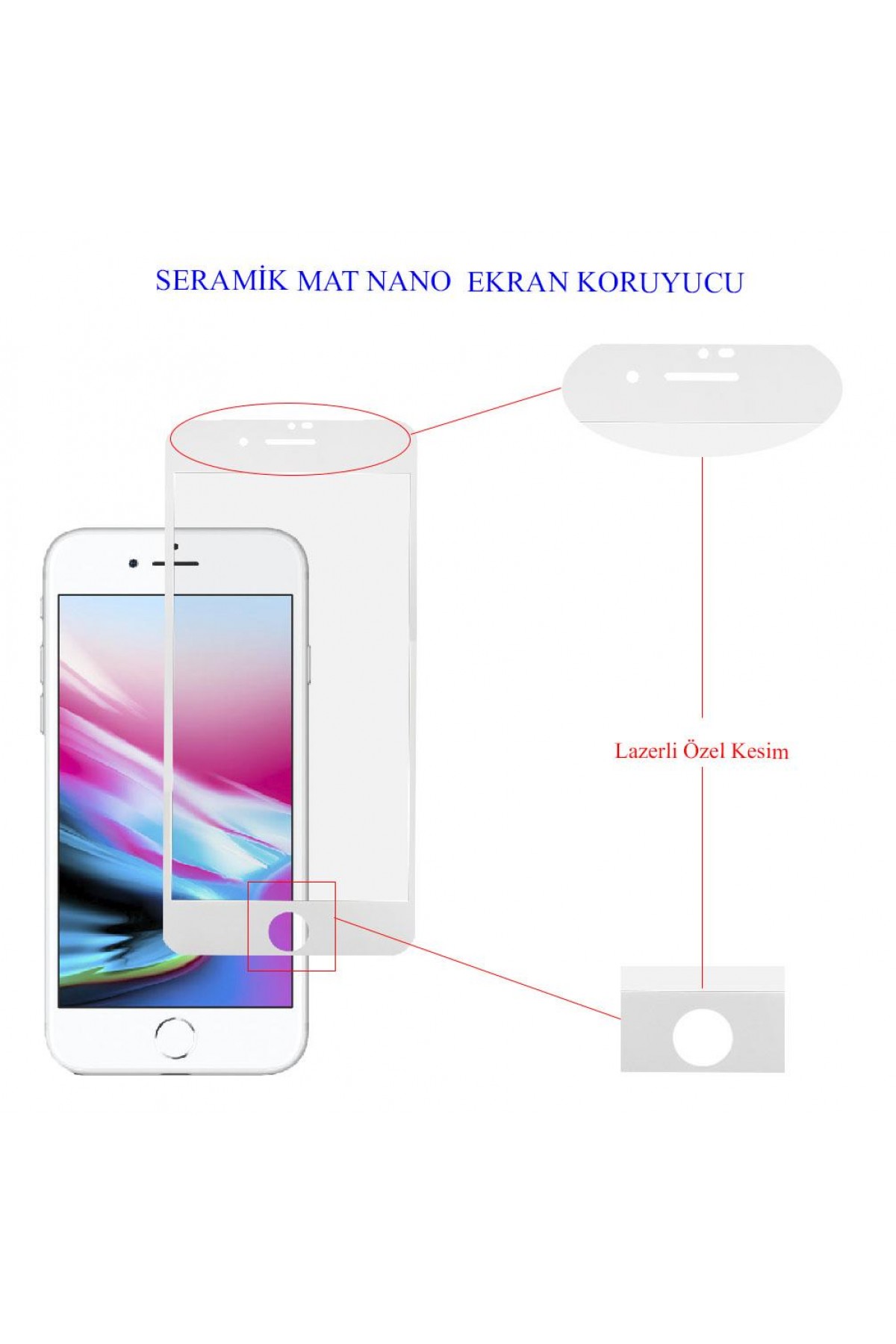 Iphone 8 Ekran Koruyucu Mat Seramik Tam Kaplama