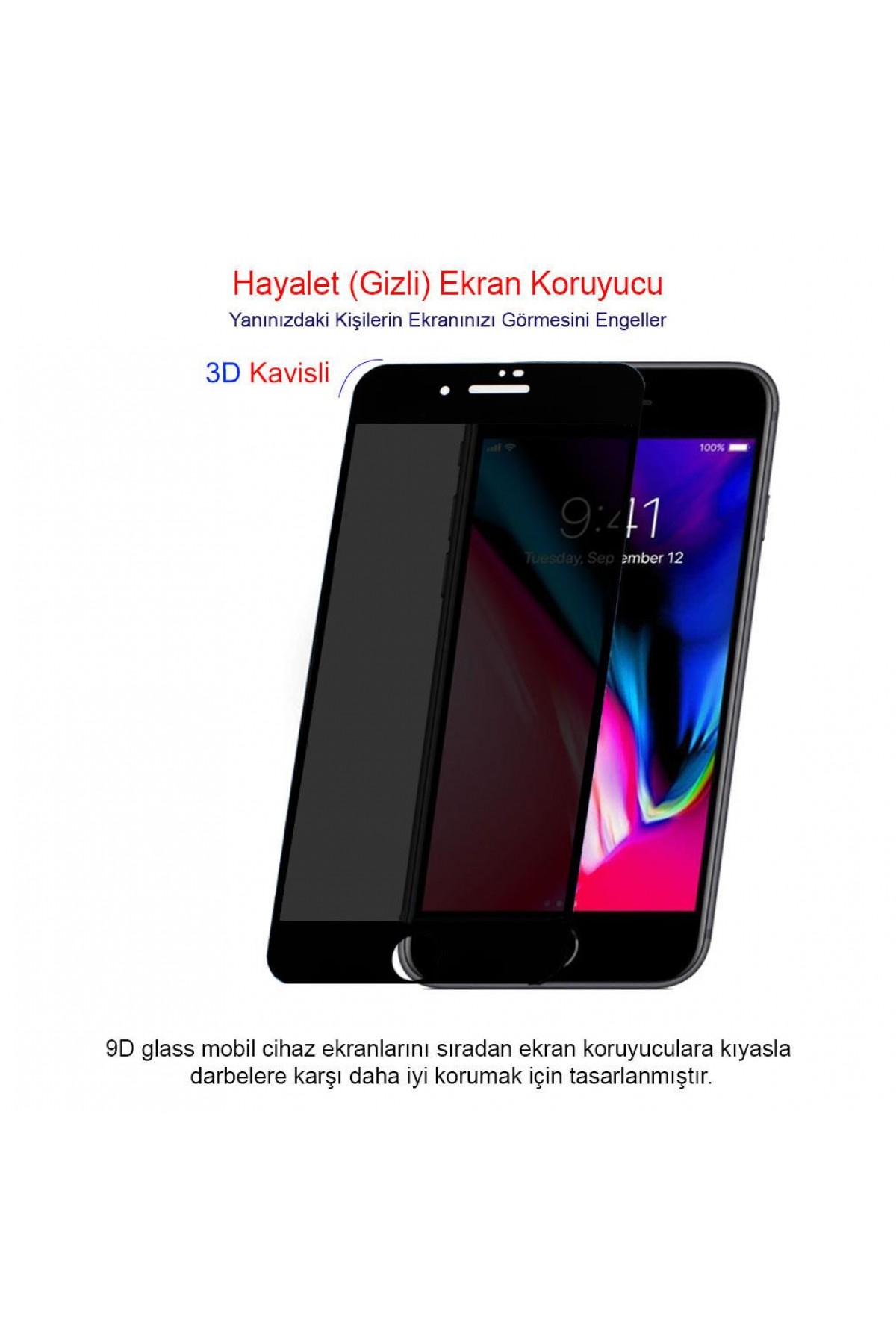 Iphone 8 Plus Ekran Koruyucu Gizli Hayalet Cam Tam Kaplama