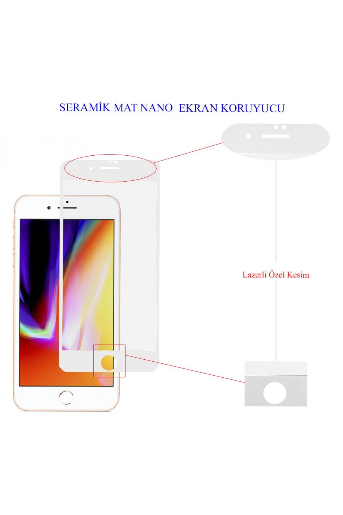 Iphone 8 Plus Ekran Koruyucu Mat Seramik Tam Kaplama