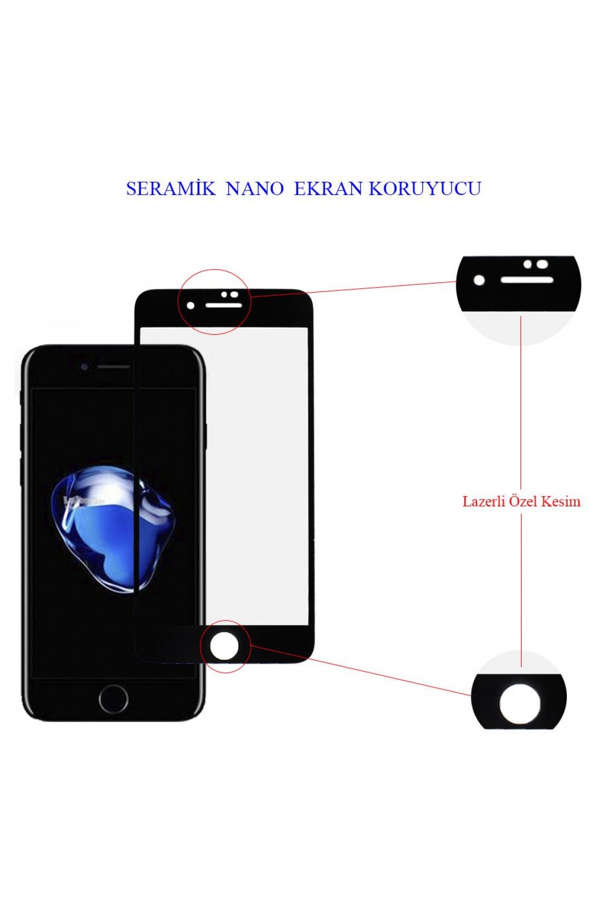 Iphone 8 Plus Ekran Koruyucu Seramik Tam Kaplama