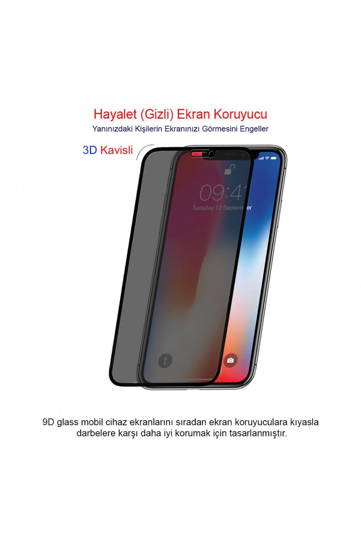 Iphone X / XS Ekran Koruyucu Gizli Hayalet Cam Tam Kaplama