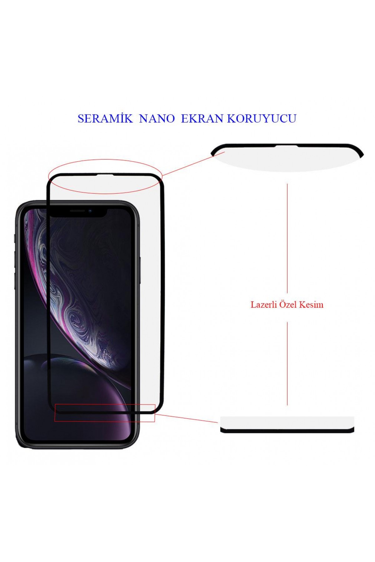 Iphone XR Ekran Koruyucu Seramik Tam Kaplama