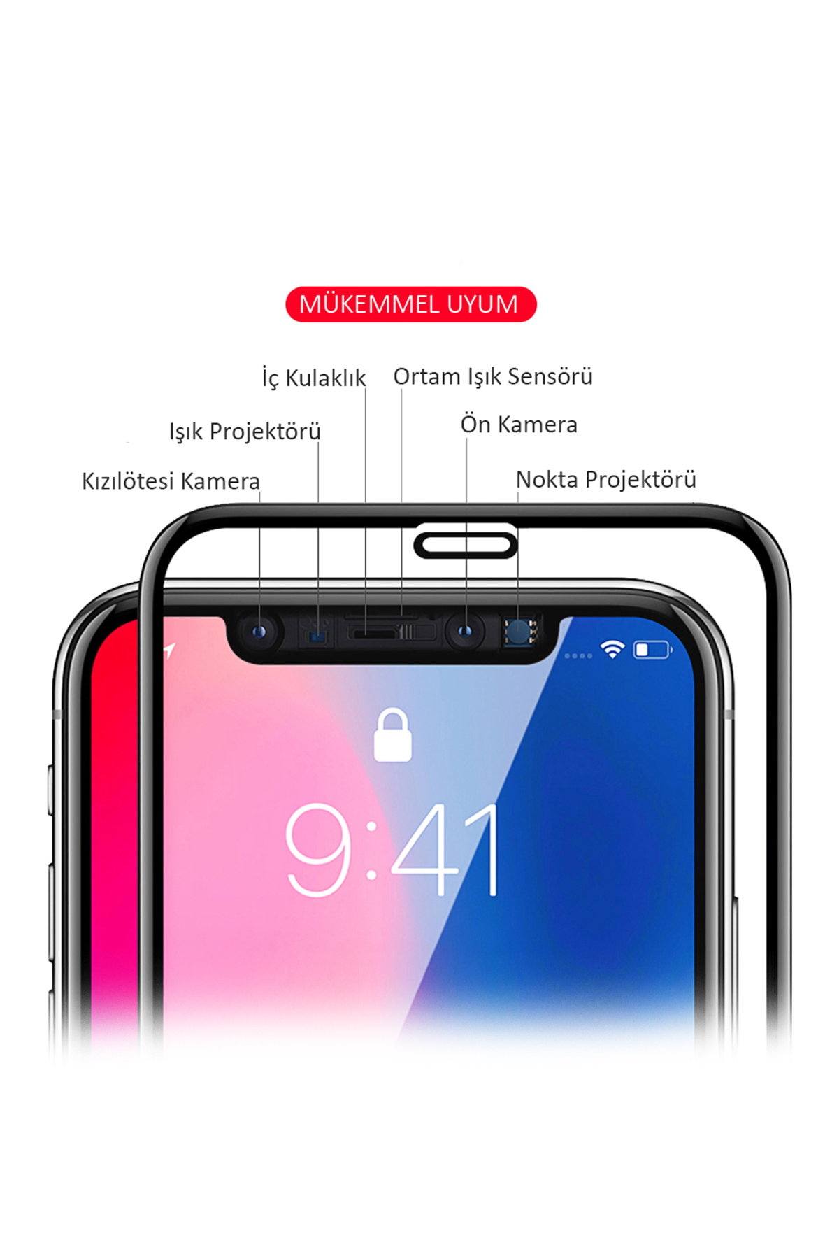 Iphone XS Ekran Koruyucu Premium Tam Kaplama