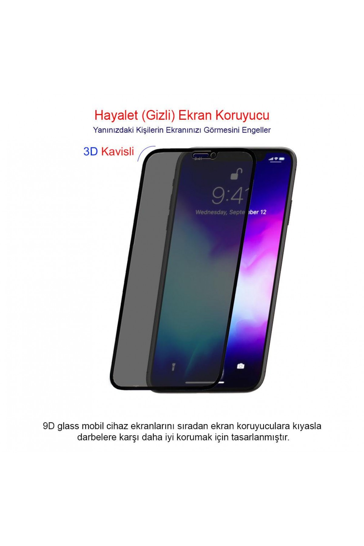 Iphone XS Max Ekran Koruyucu Gizli Hayalet Cam Tam Kaplama