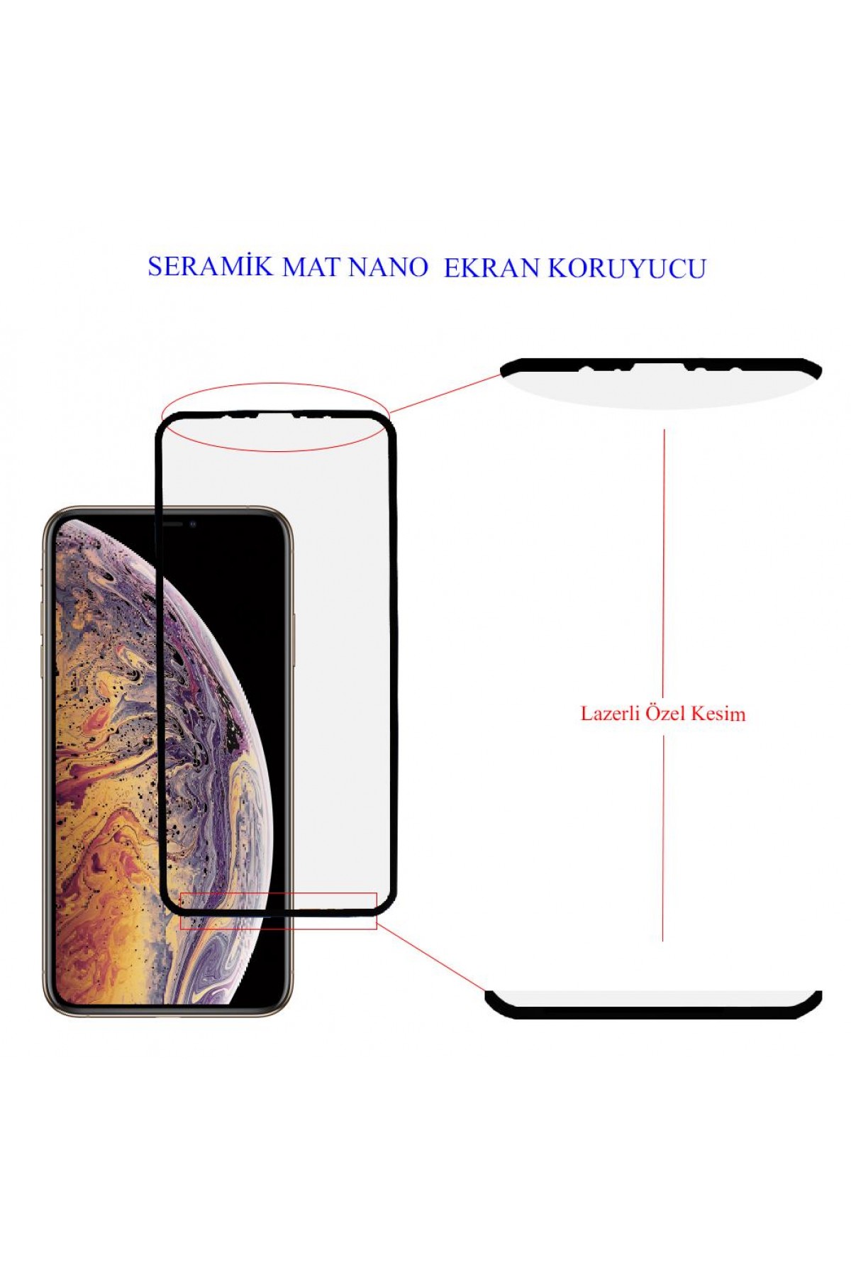Iphone XS Max Ekran Koruyucu Mat Seramik Tam Kaplama