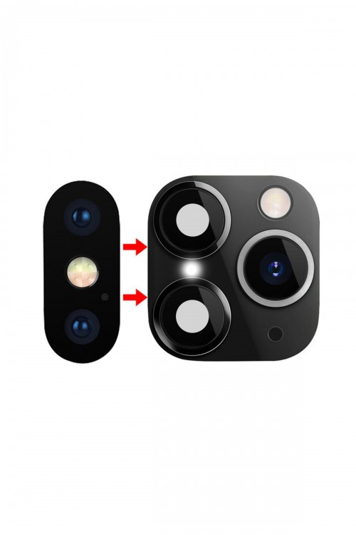 Iphone XS to Iphone 11 Pro Max Kamera Lensi Dönüştürücü Siyah Iphone XS to Iphone 11 Pro Max Kamera Lensi Dönüştürücü Siyah