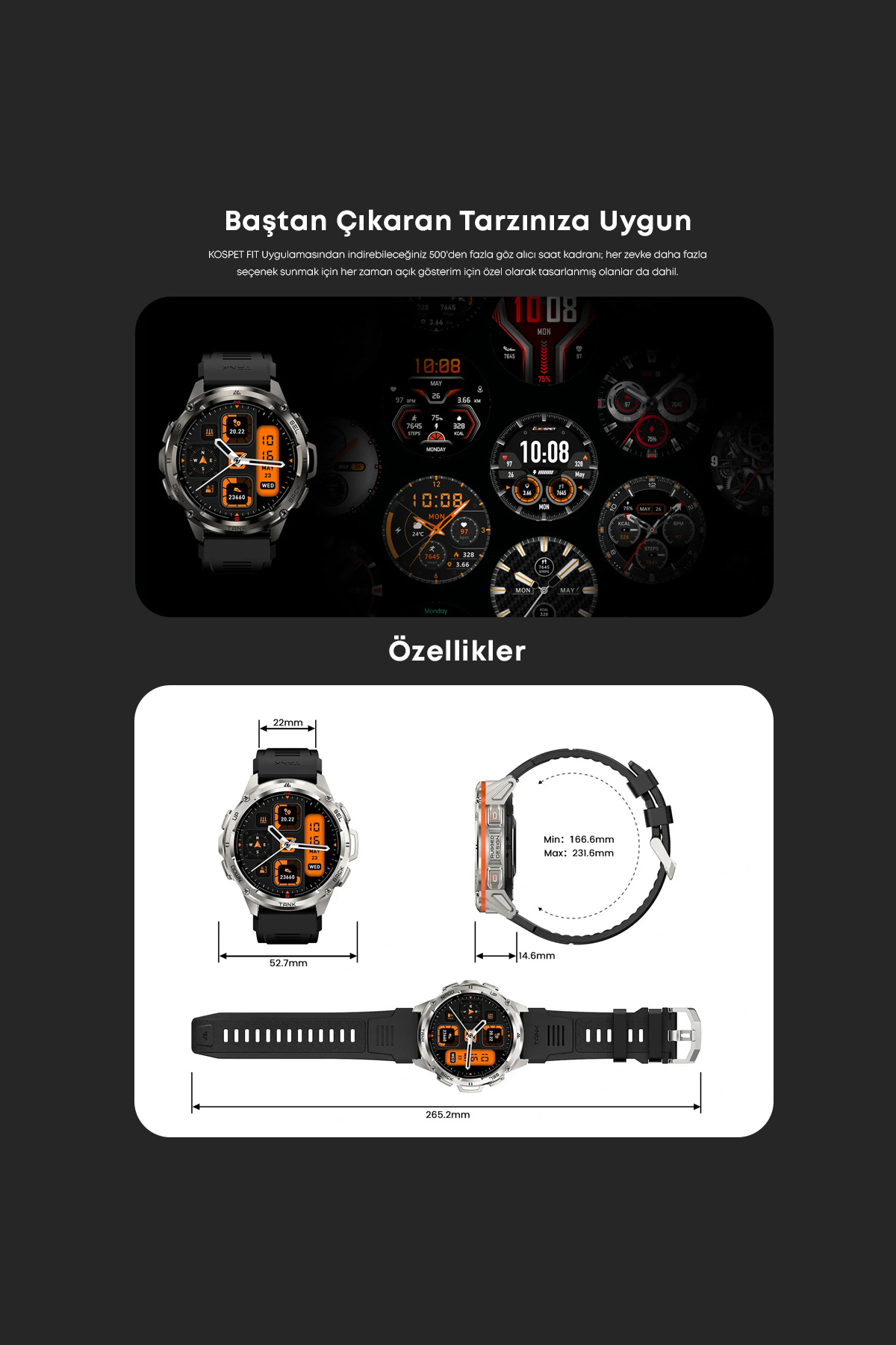 Kospet Tank T3 Ultra Watch Akıllı Saat (KVK Teknik Servis Garantili)