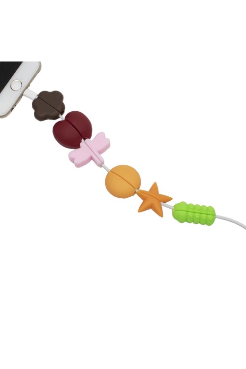 Microlux MK01 Elma Karikatürlü Silikon Kablo Koruyucu 