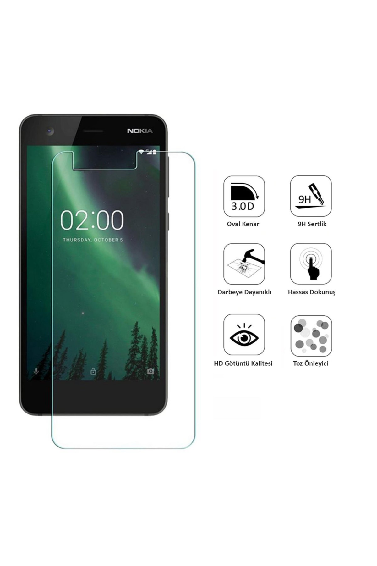 Nokia 2 Ekran Koruyucu Temperli Cam