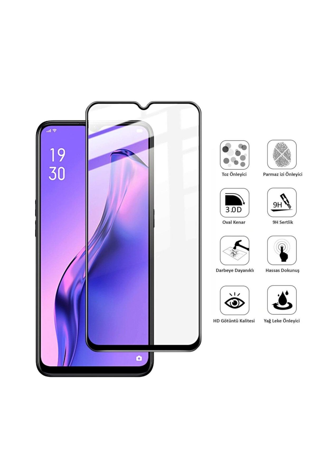 Oppo A31 Ekran Koruyucu 9D Tam Kaplama