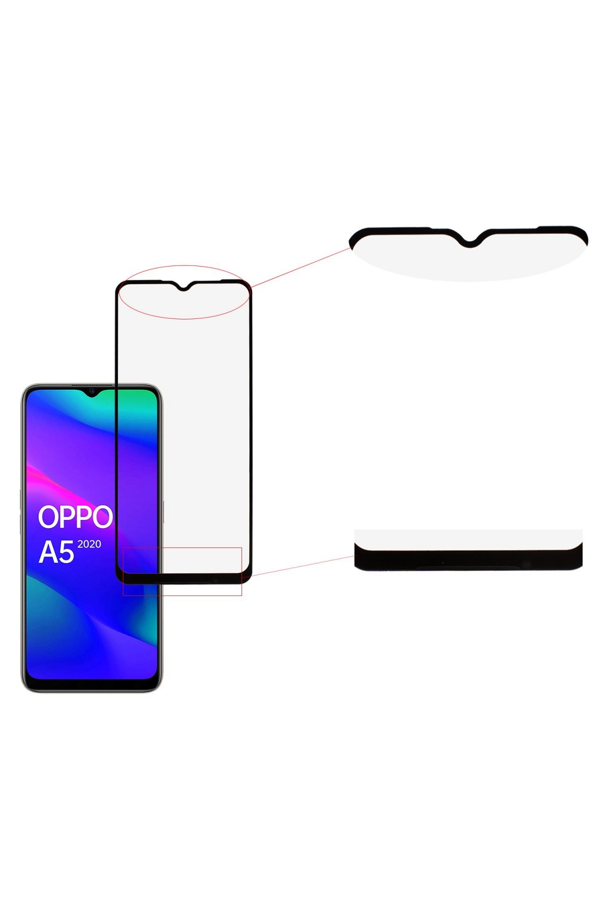 Oppo A5 2020 Ekran Koruyucu Tam Kaplama