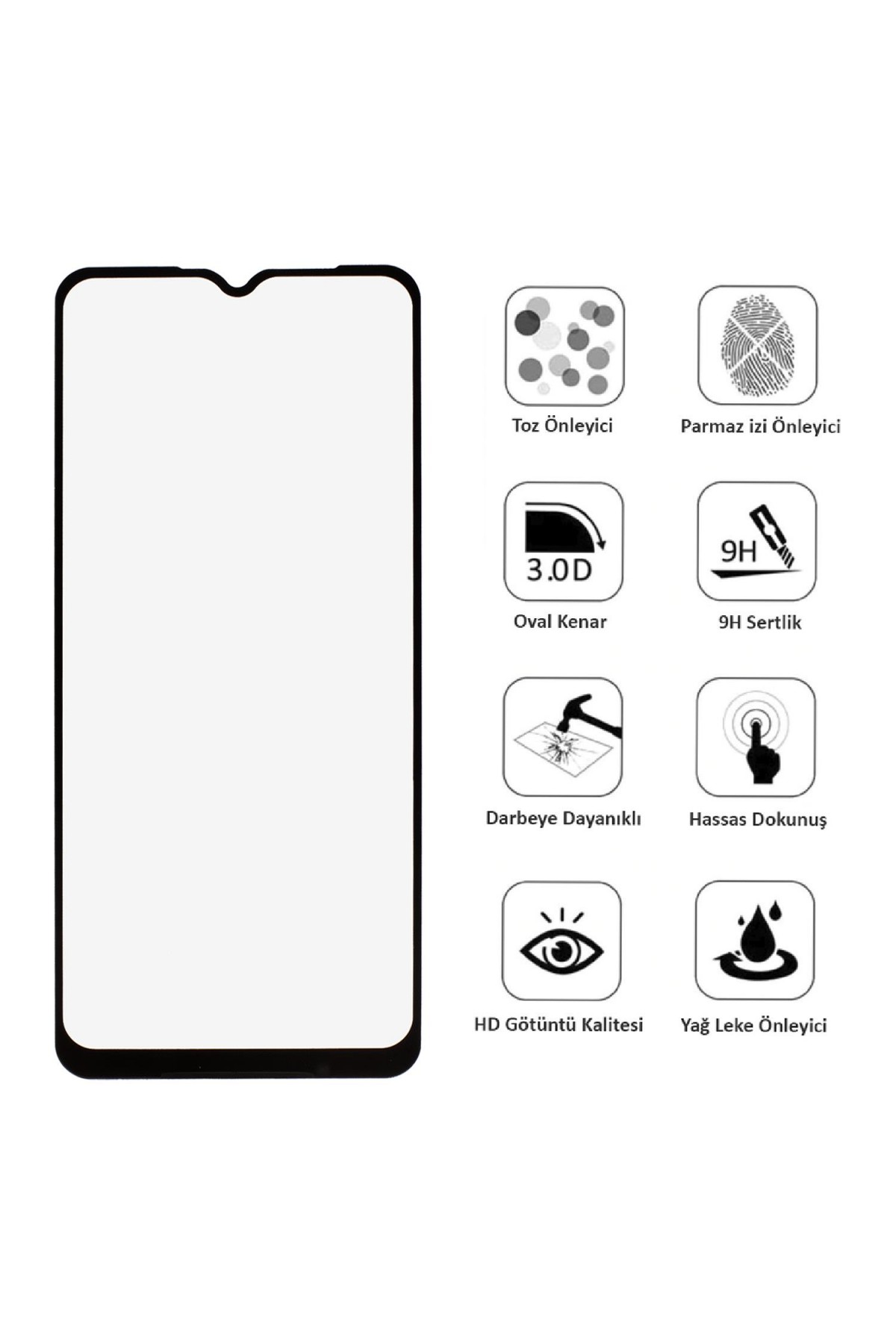 Oppo A5 2020 Ekran Koruyucu Tam Kaplama