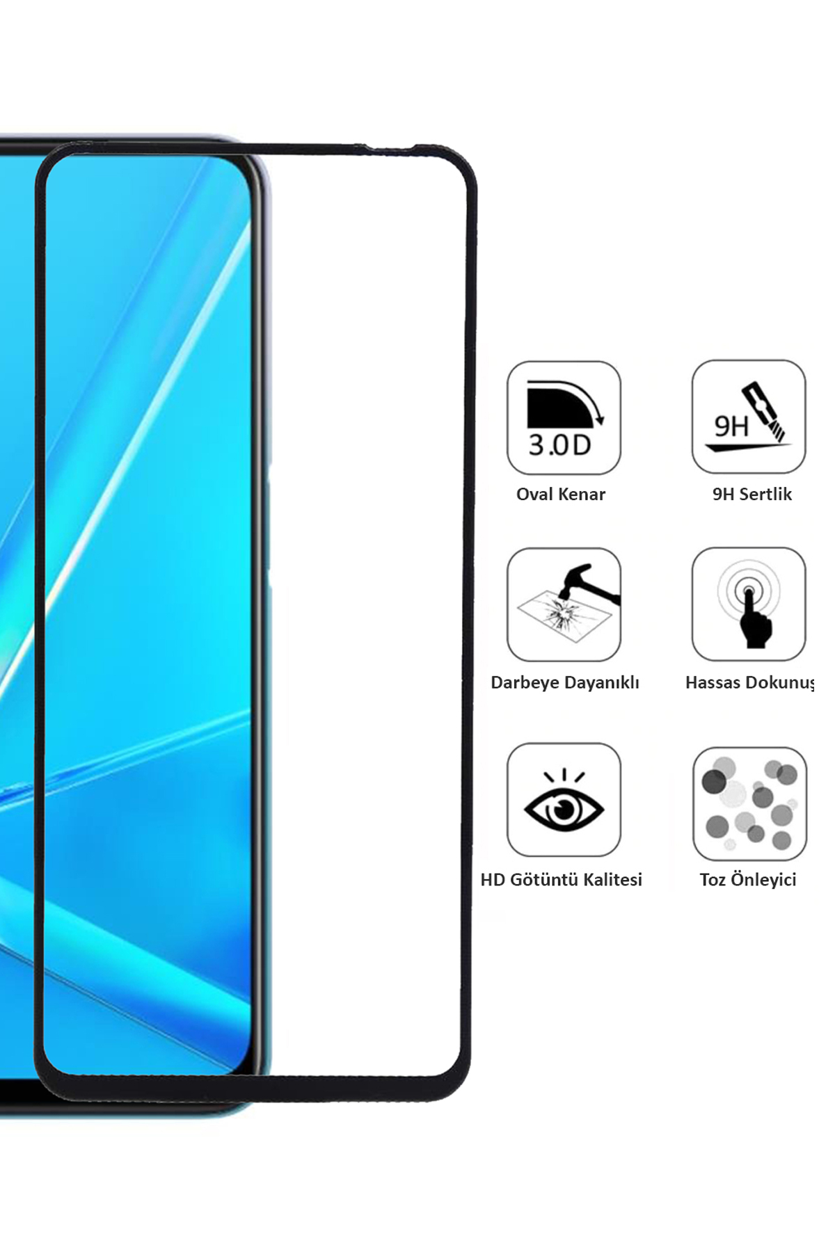 Oppo A72 Ekran Koruyucu Tam Kaplama