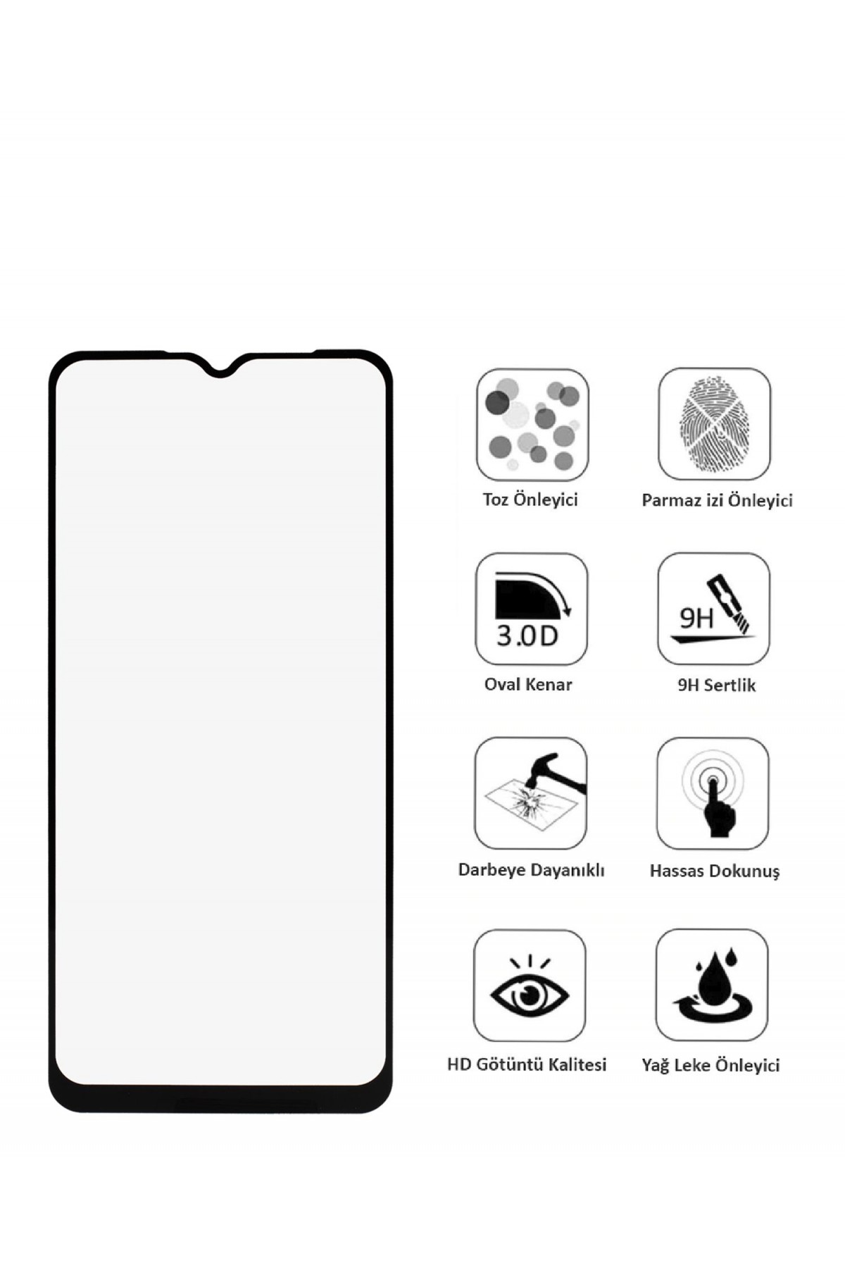 Oppo A9 2020 Ekran Koruyucu Tam Kaplama