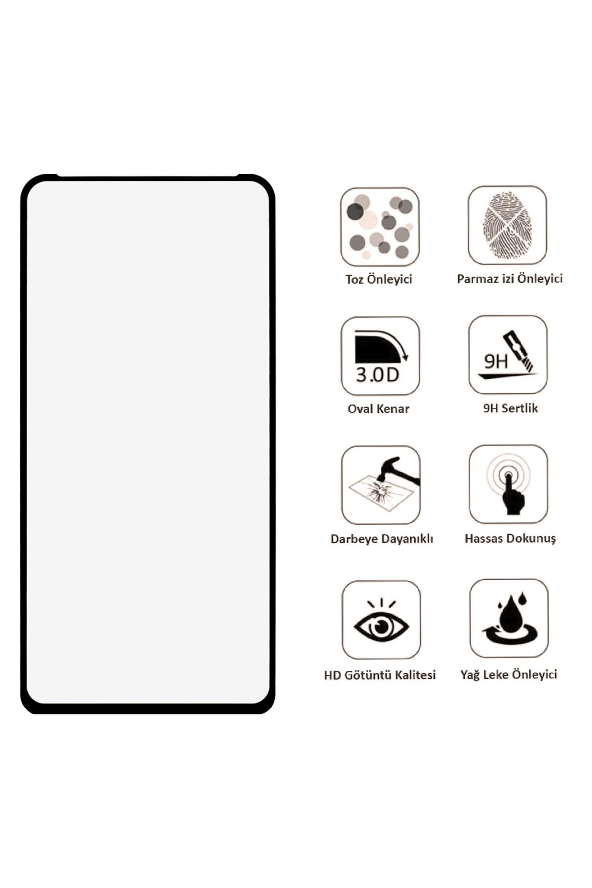 Oppo Reno 10X Zoom Ekran Koruyucu 9D Tam Kaplama